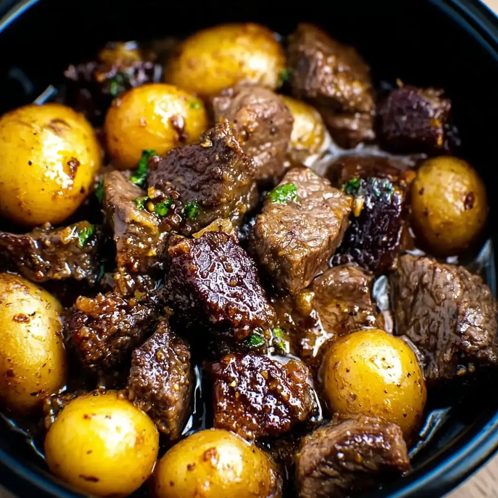 crockpot garlic butter beef bites with potatoes 1 crockpot garlic butter beef bites with potatoes