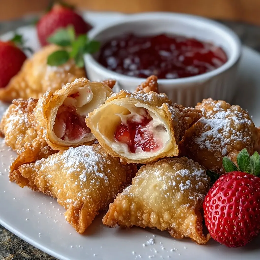 Deep-Fried Strawberry Cheesecake Stuffed Wonton Bites