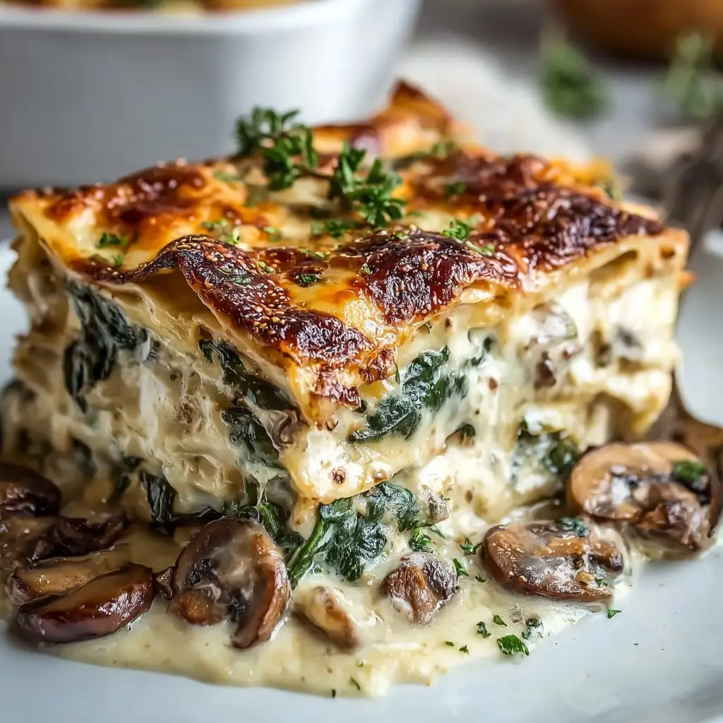 Easy Creamy Spinach Mushroom Lasagna 1 Easy Creamy Spinach Mushroom Lasagna