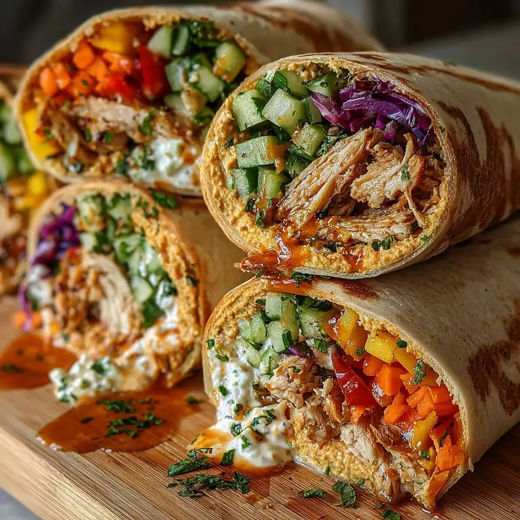 Flavor-Packed Chicken & Hummus Veggie Wraps