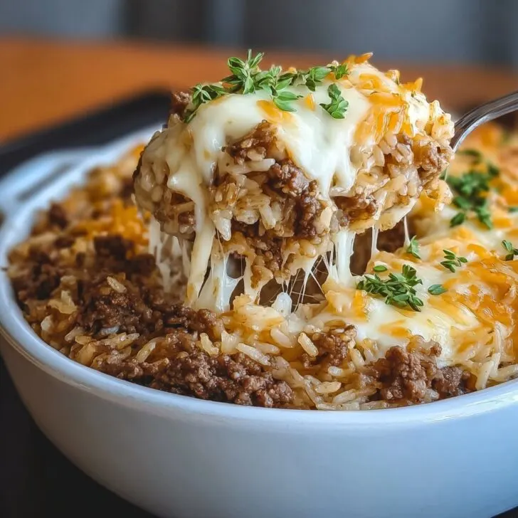 French Onion Ground Beef and Rice Casserole