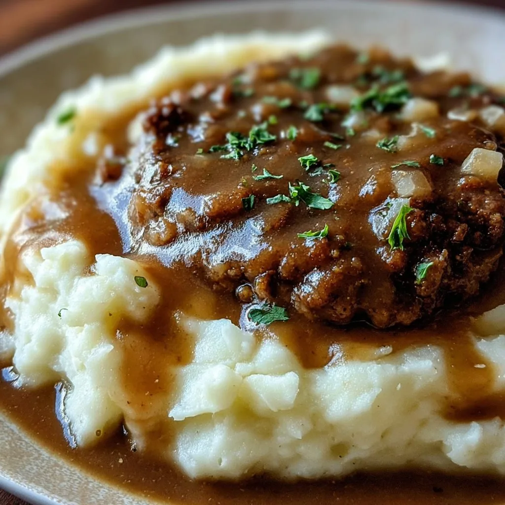 Chicken Hamburger Gravy Over Mashed Potatoes