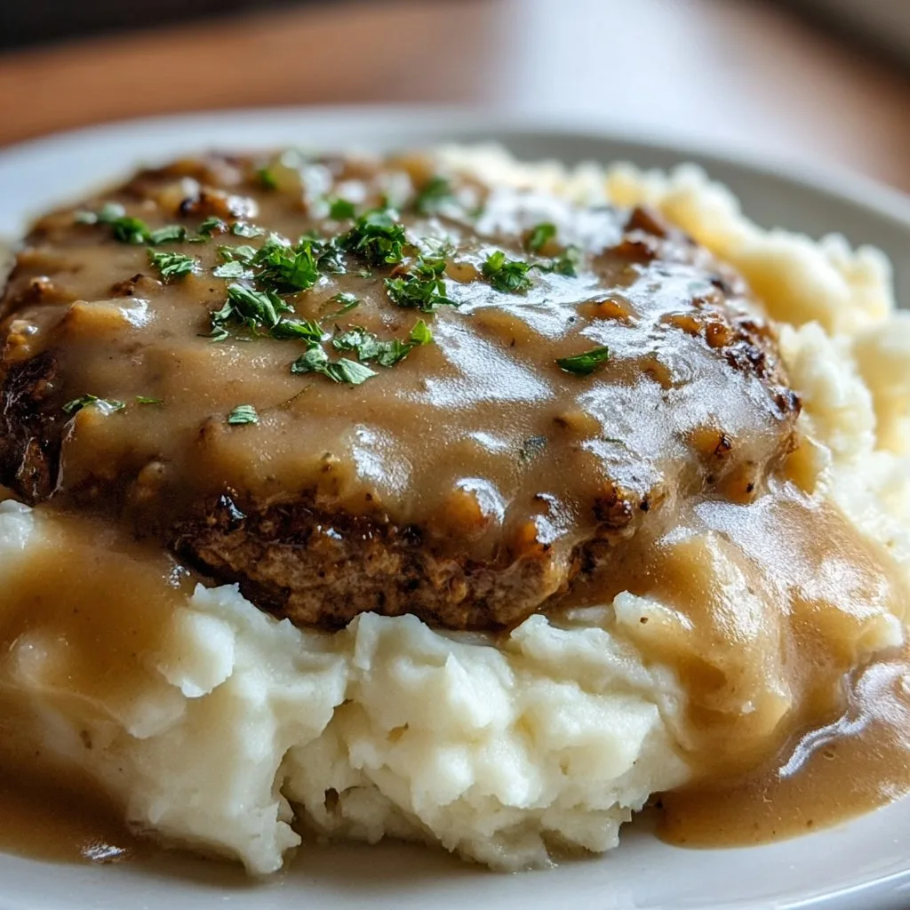hicken hamburger Gravy Over Mashed Potatoes