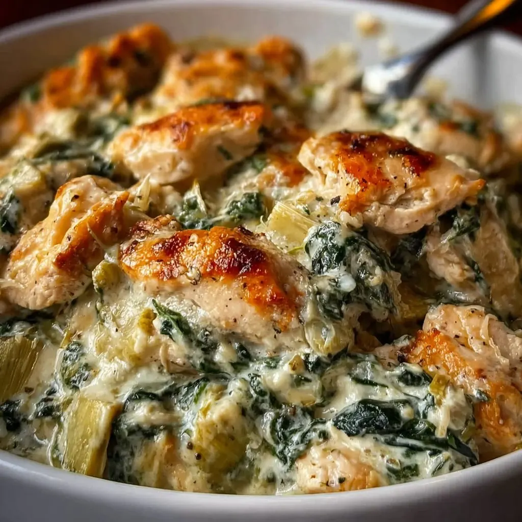 High-Protein Spinach and Artichoke Chicken Casserole