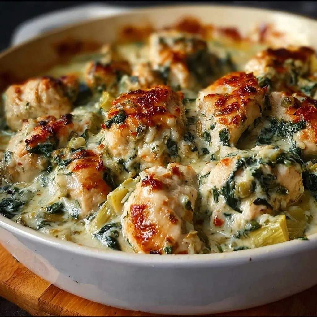 High-Protein Spinach and Artichoke Chicken Casserole