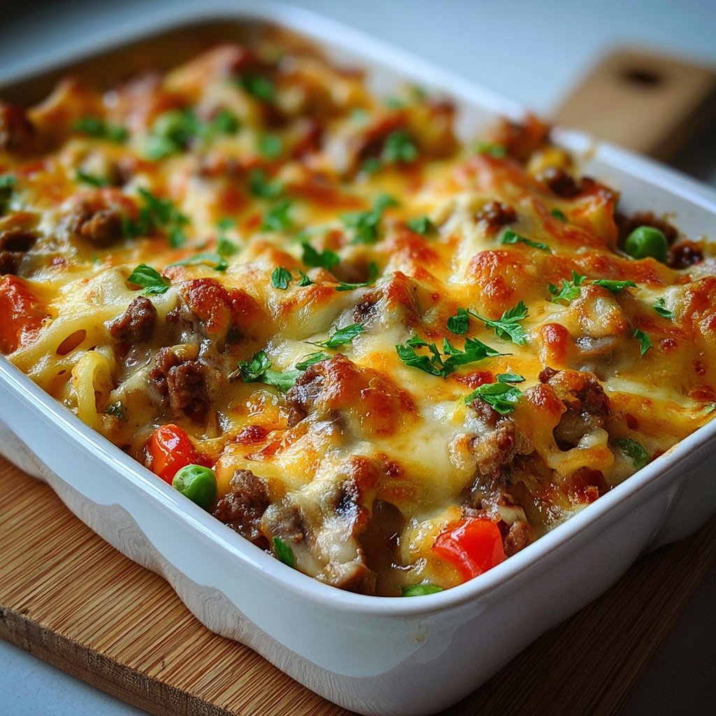 Homemade Cheesy Beef & Vegetable Casserole Recipe