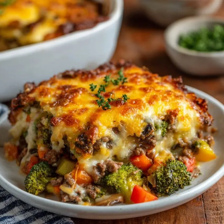 Homemade Cheesy Beef & Vegetable Casserole