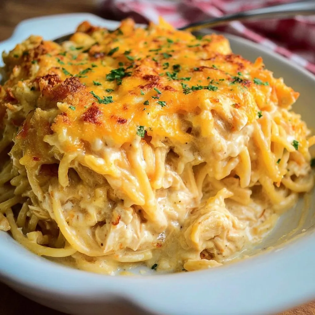 Homemade Southern Chicken Spaghetti Casserole Recipe | Spicy and Irresistible