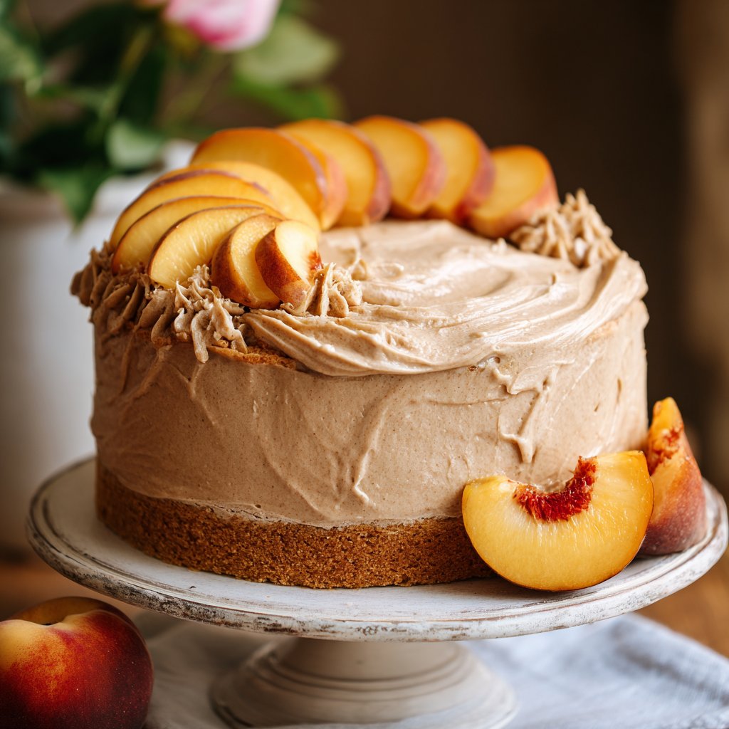 Peach Cake with Brown Sugar Frosting