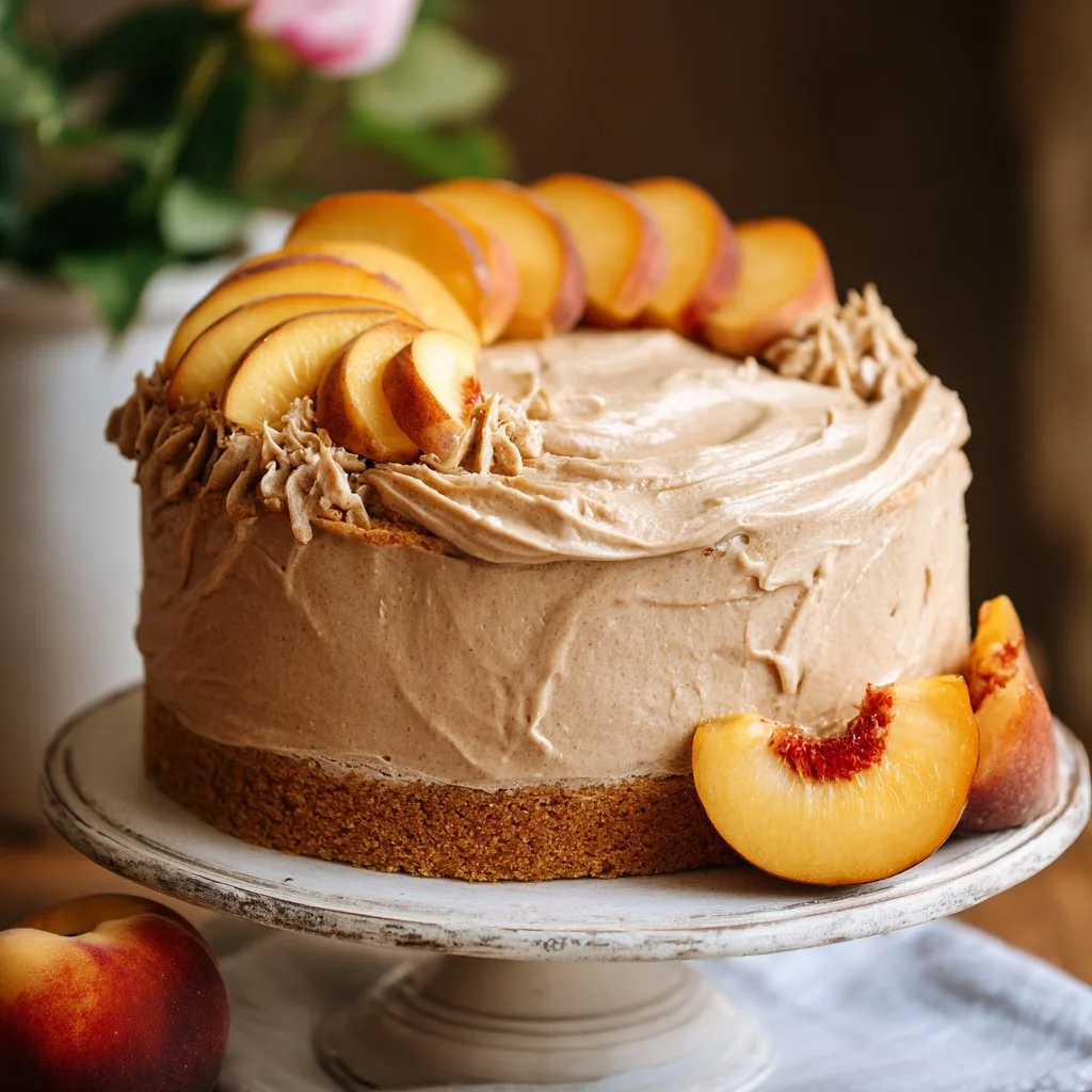 Peach Cake with Brown Sugar Frosting