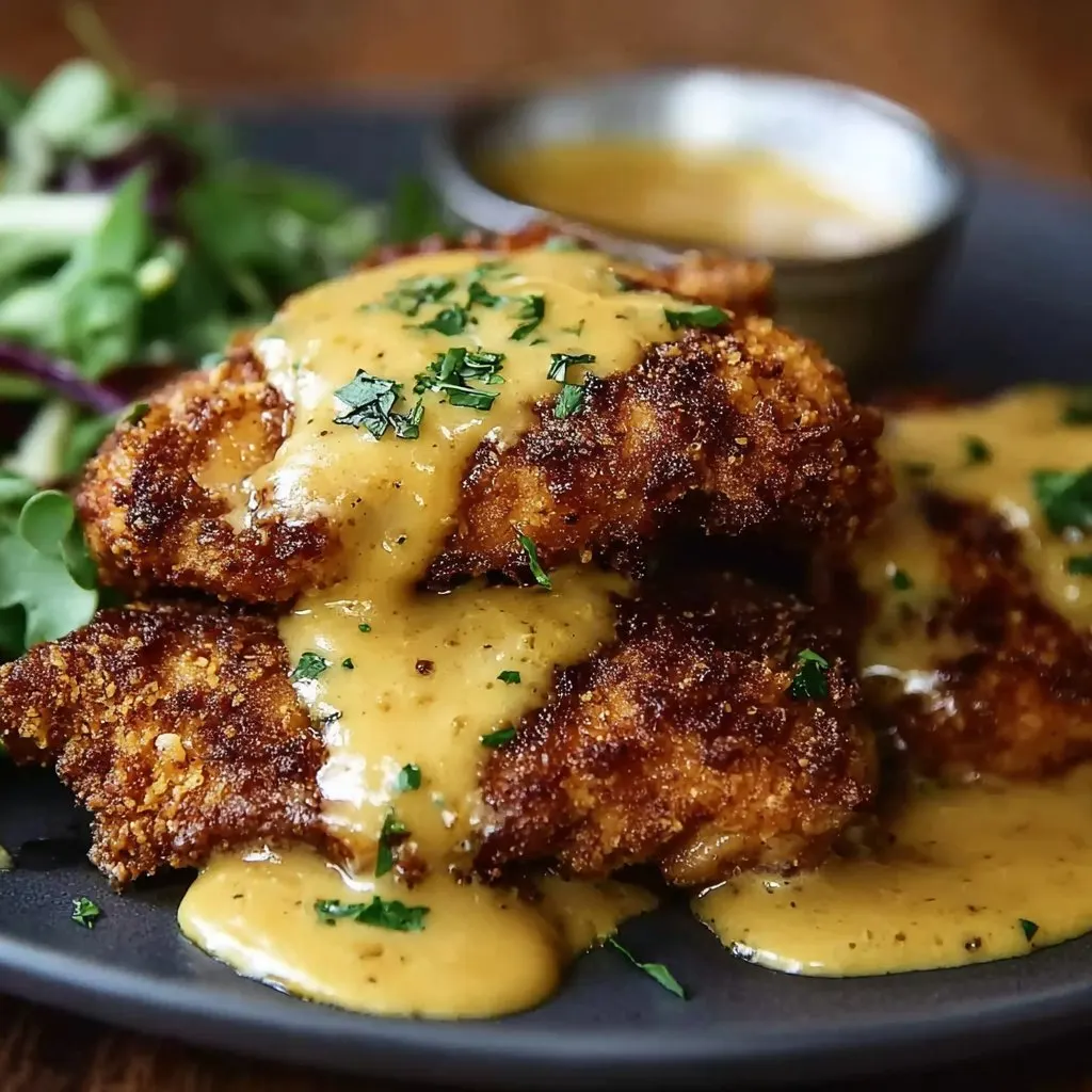 Pretzel Chicken with Mustard-Cheddar Sauce Recipe