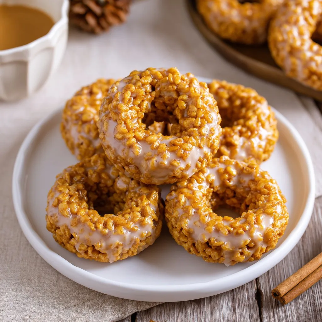 Pumpkin Rice Krispie Donuts