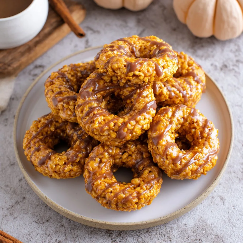Pumpkin Rice Krispie Donuts