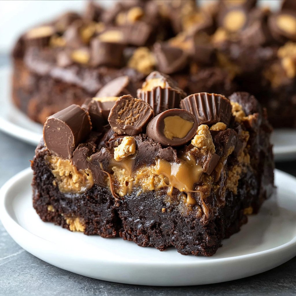 Reese’s Chocolate Peanut Butter Cup Earthquake Cake