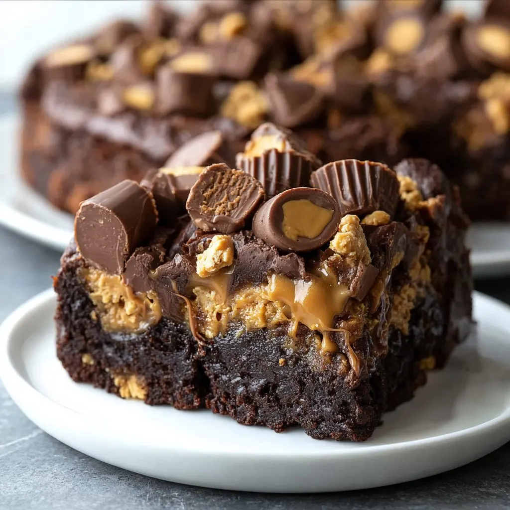 Reese’s Chocolate Peanut Butter Cup Earthquake Cake