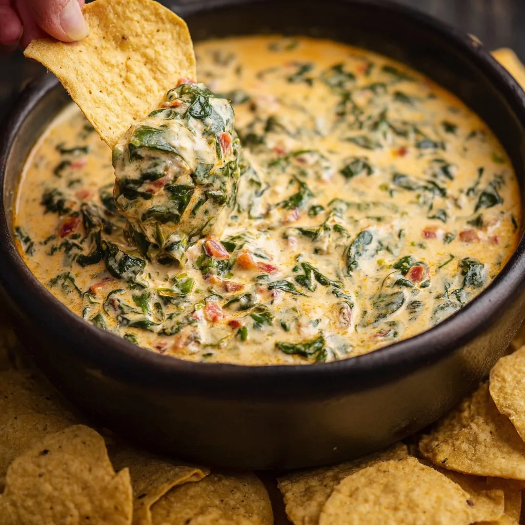 Slow Cooker Queso Spinach Dip