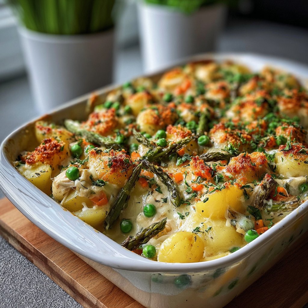 Spring Veggie Loaded Chicken Potato Casserole Recipe