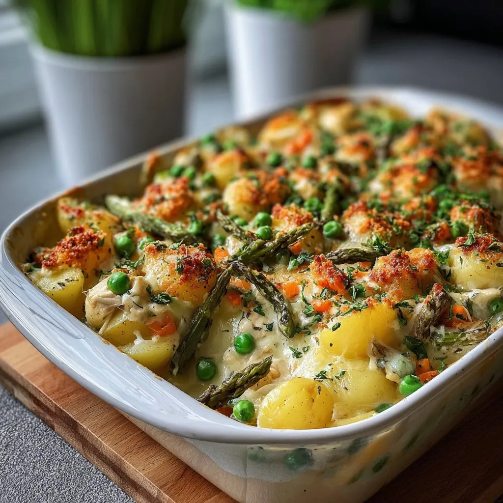 Spring Veggie Loaded Chicken Potato Casserole Recipe