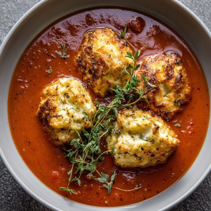 Tomato Soup with Cheese Dumplings