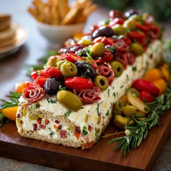 Antipasto Cream Cheese Log Recipe - Holiday Appetizer
