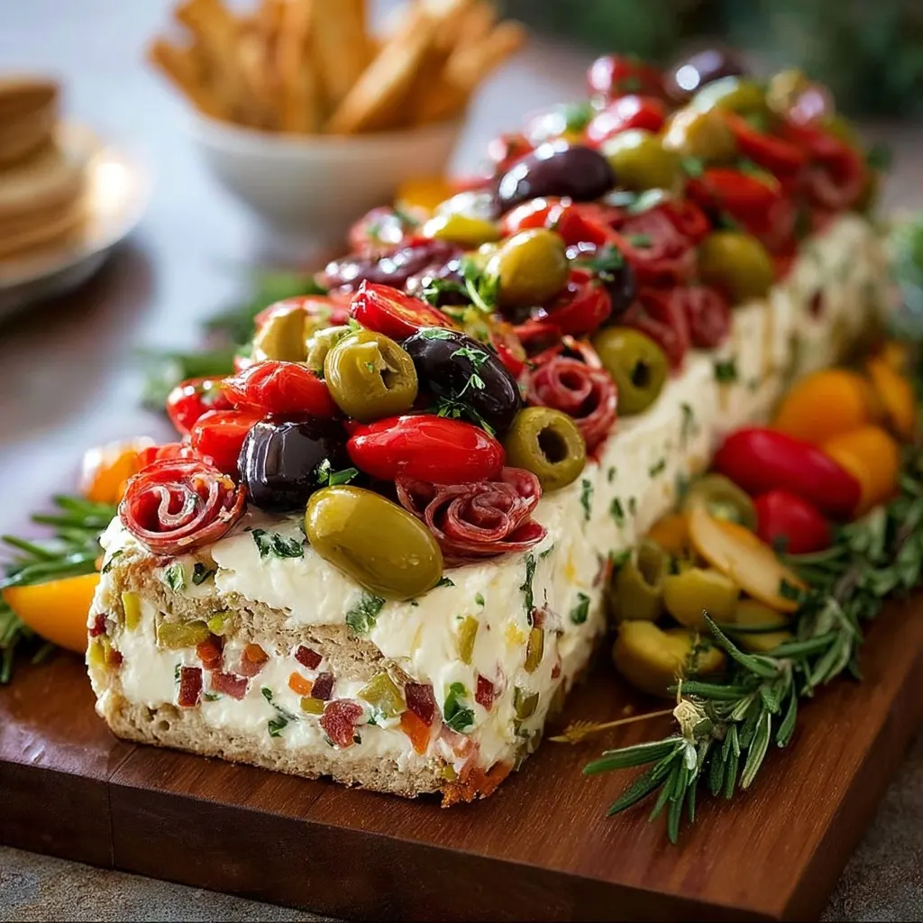 Antipasto Cream Cheese Log Recipe - Holiday Appetizer