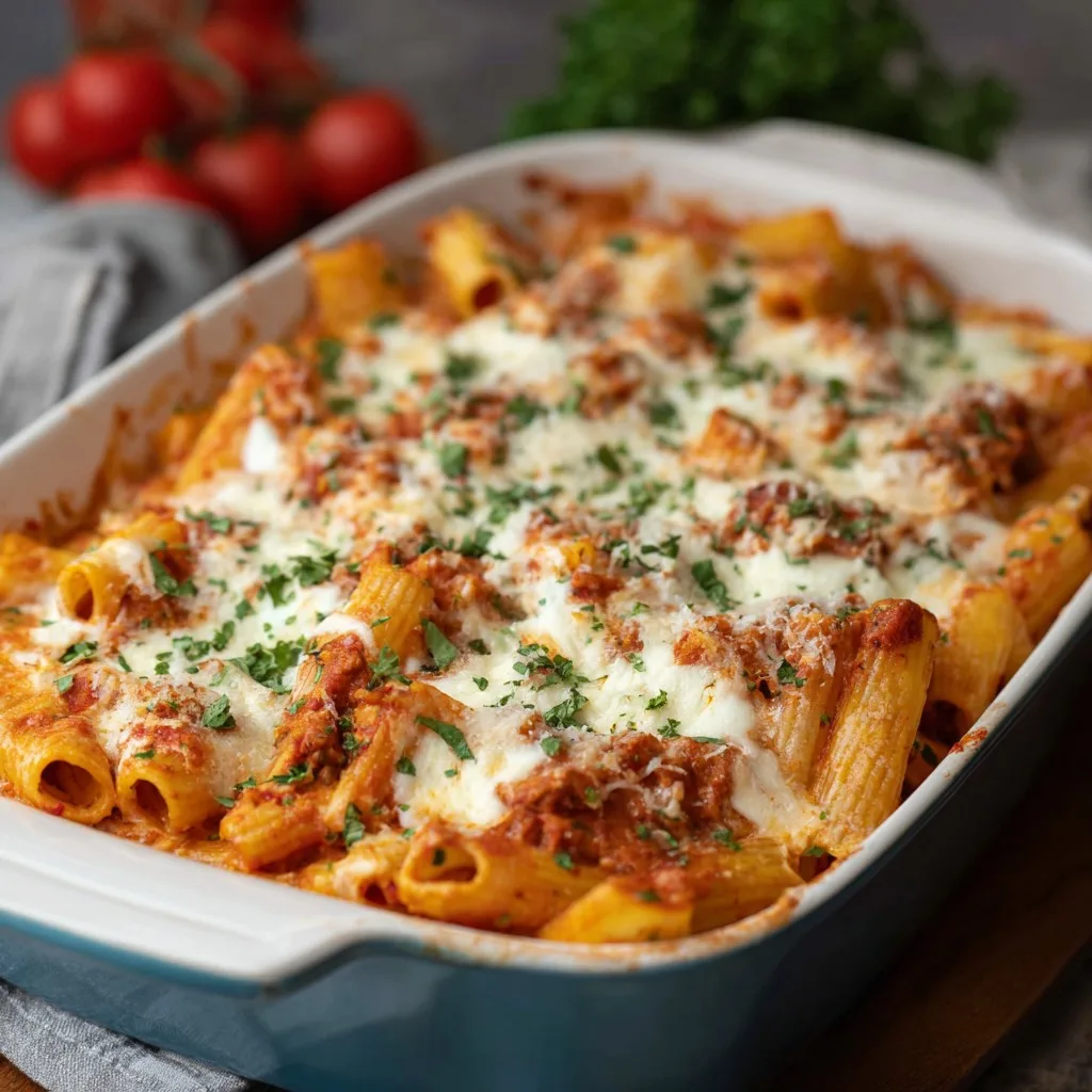 Baked Ziti with Ricotta & Mozzarella