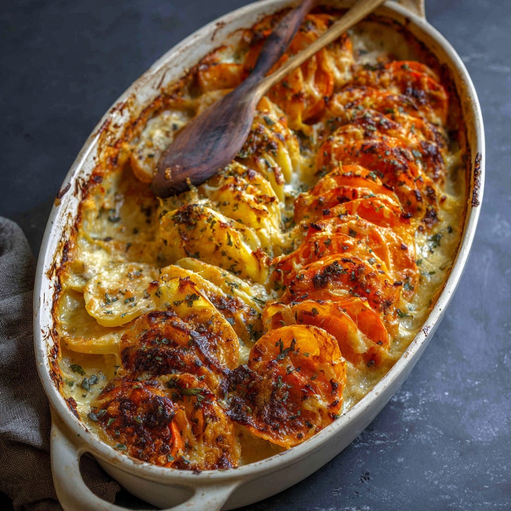 Cheesy Root Veggie Gratin