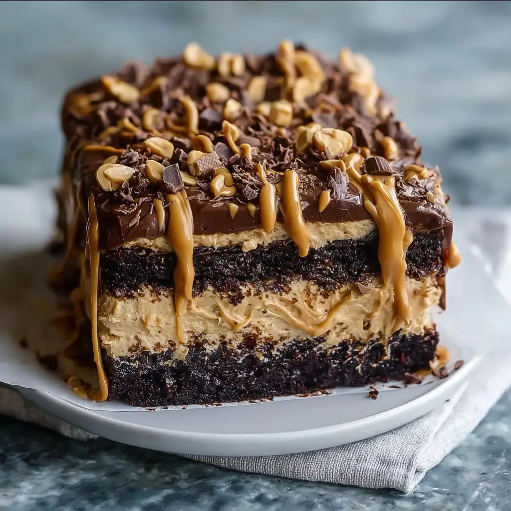 Chocolate Peanut Butter Cake for a Crowd