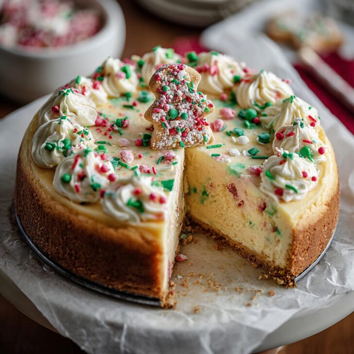 Christmas Sugar Cookie Cheesecake