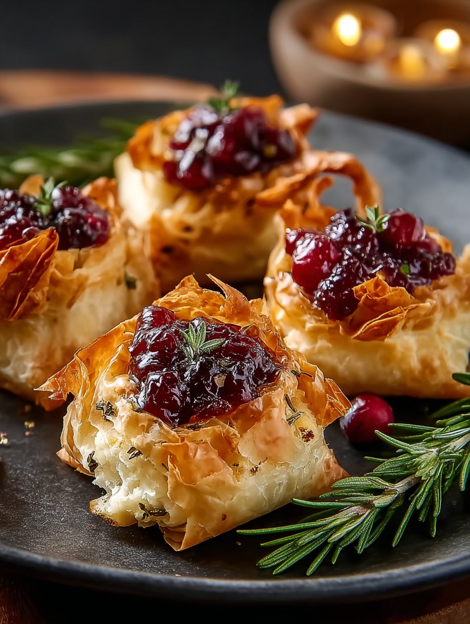 Cranberry and Brie Filo Crackers