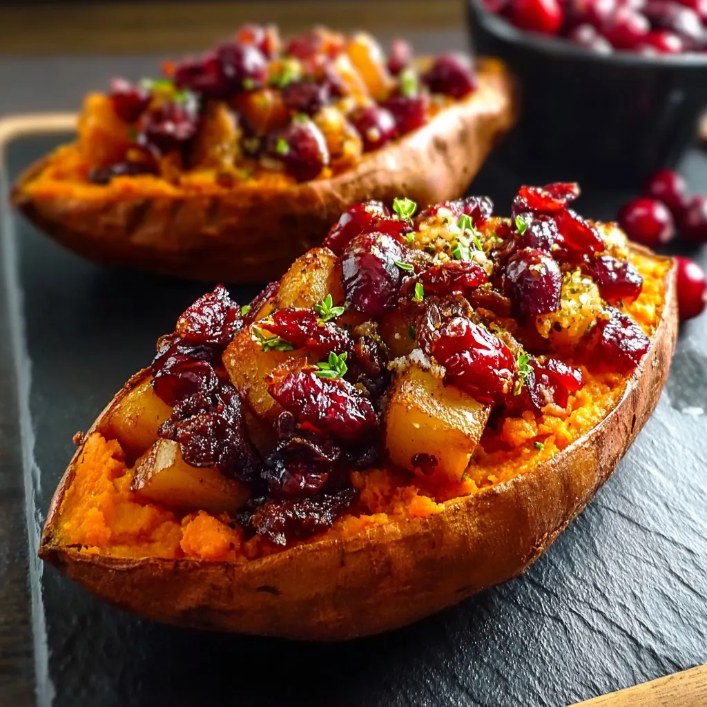 Cranberry Apple Twice-Baked Sweet Potatoes