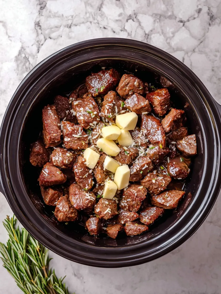Crockpot Garlic Butter Steak Bites 1 Crockpot Garlic Butter Steak Bites