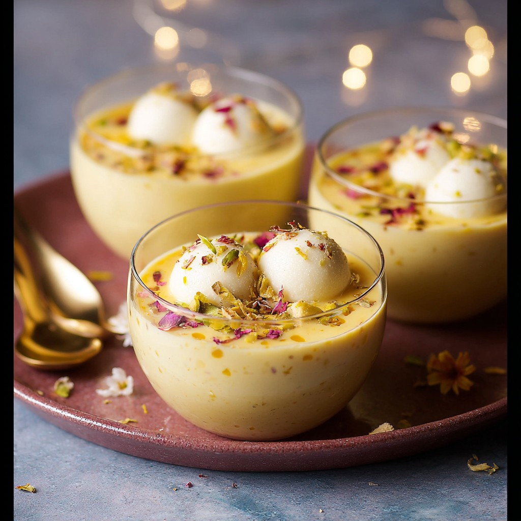 Custard Rasgulla - Fusion Indian Pudding Recipe