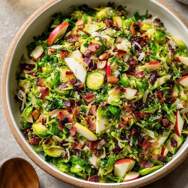 Fall Brussels Sprouts Salad with Bacon and Apple