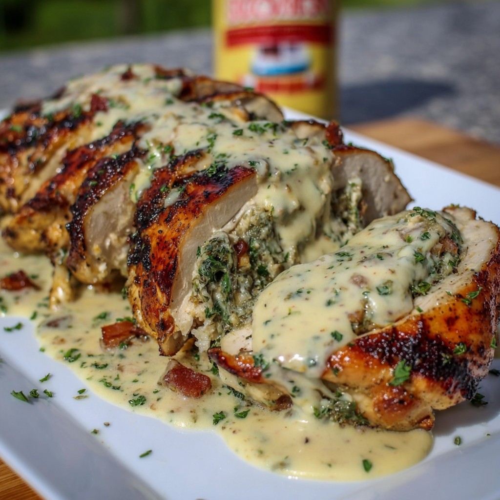 Grilled Stuffed Chicken with Cream Sauce Recipe