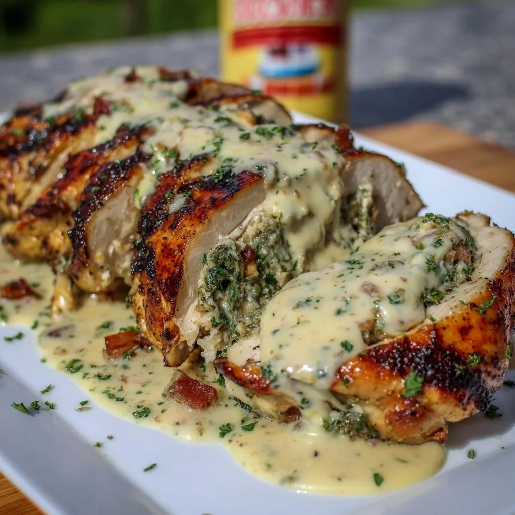 Grilled Stuffed Chicken with Cream Sauce Recipe