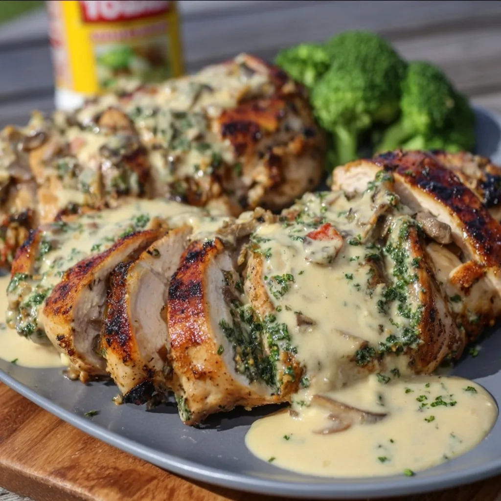 Grilled Stuffed Chicken with Cream Sauce Recipe