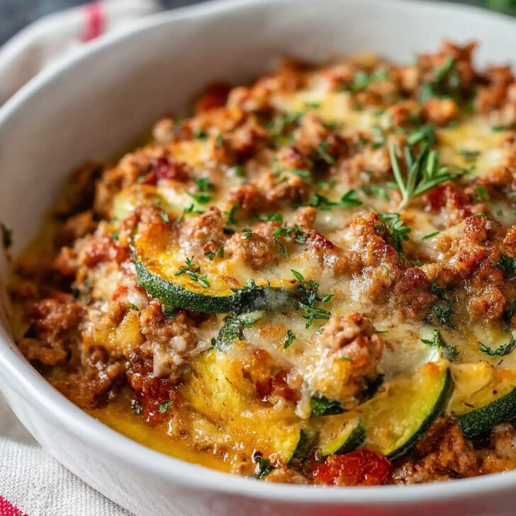 Healthy Comfort Ground Turkey Zucchini Casserole