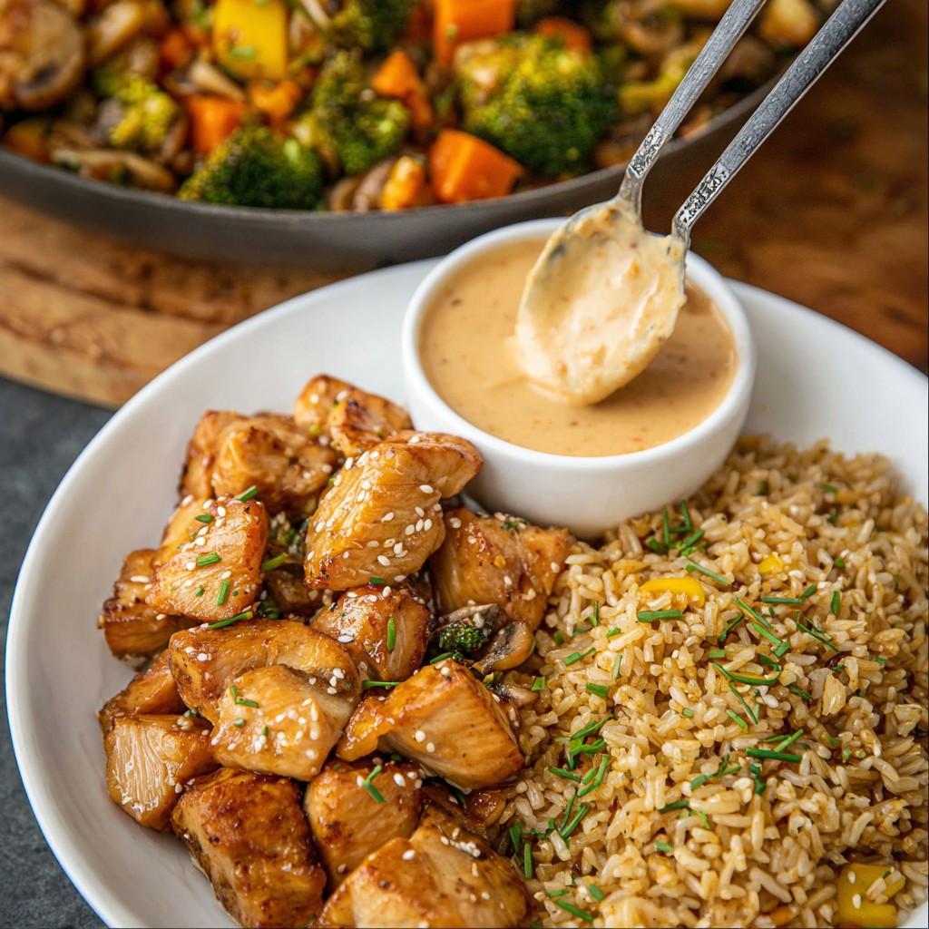 Hibachi Chicken with Fried Rice and Vegetables