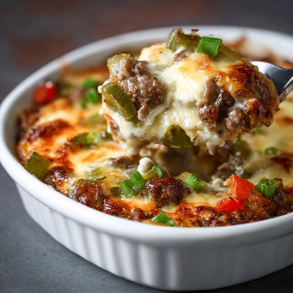 Low Carb Philly Cheesesteak Casserole