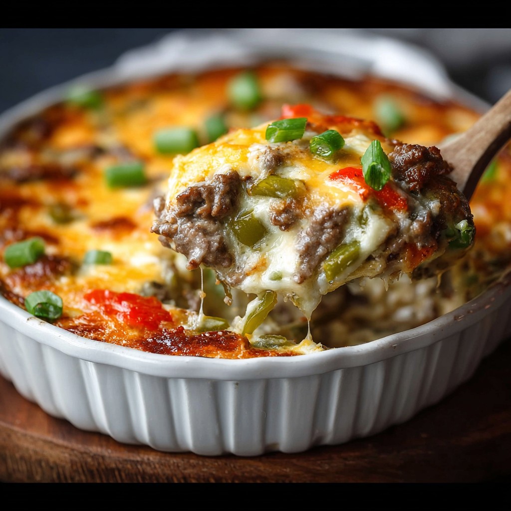 Low Carb Philly Cheesesteak Casserole