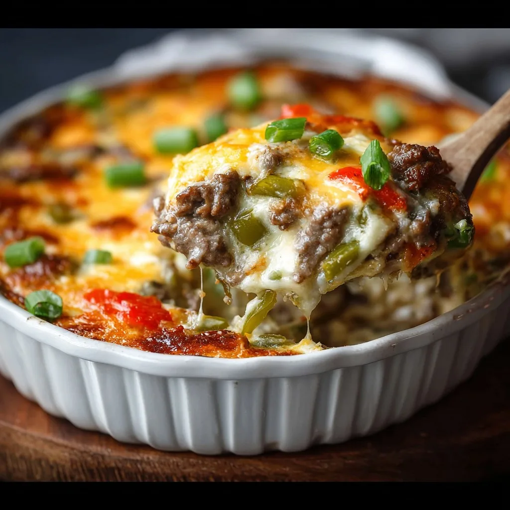 Low Carb Philly Cheesesteak Casserole