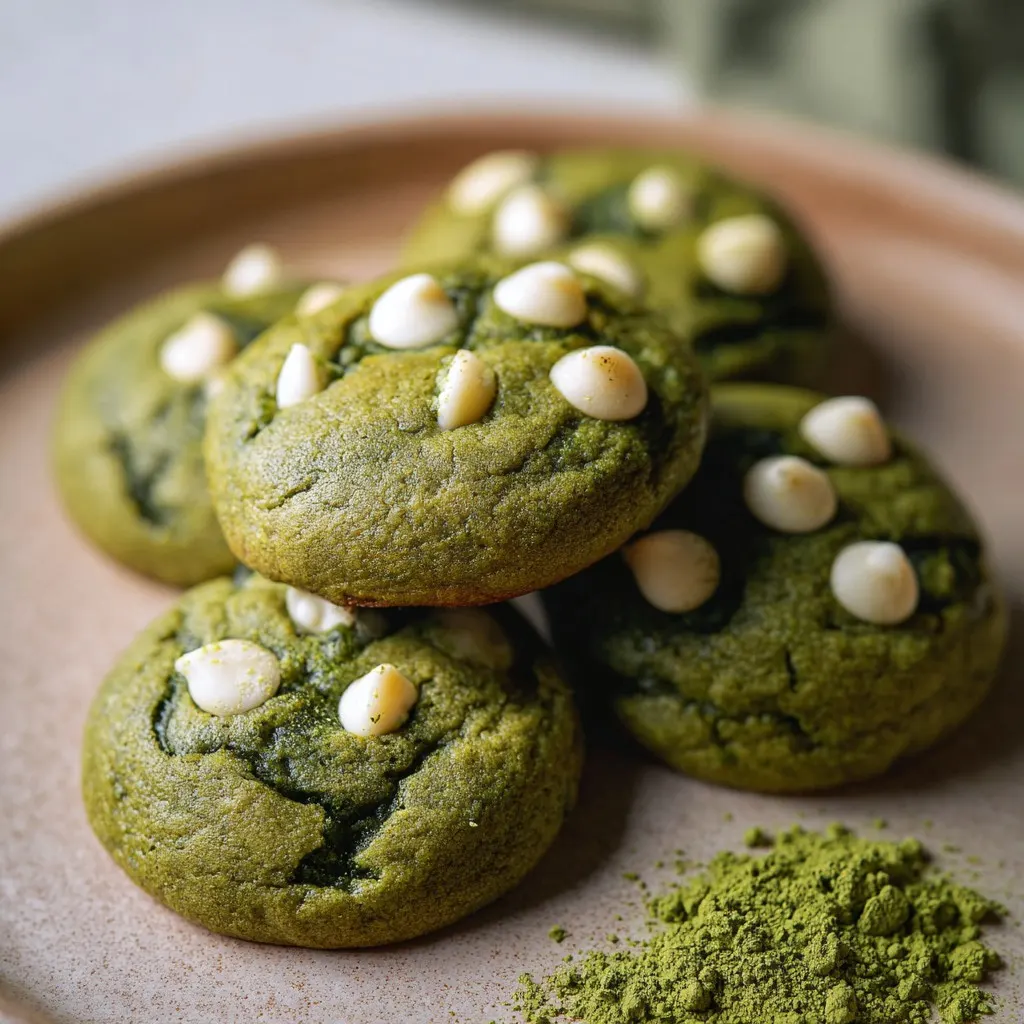 Matcha Mochi Cookies with White Chocolate Chips