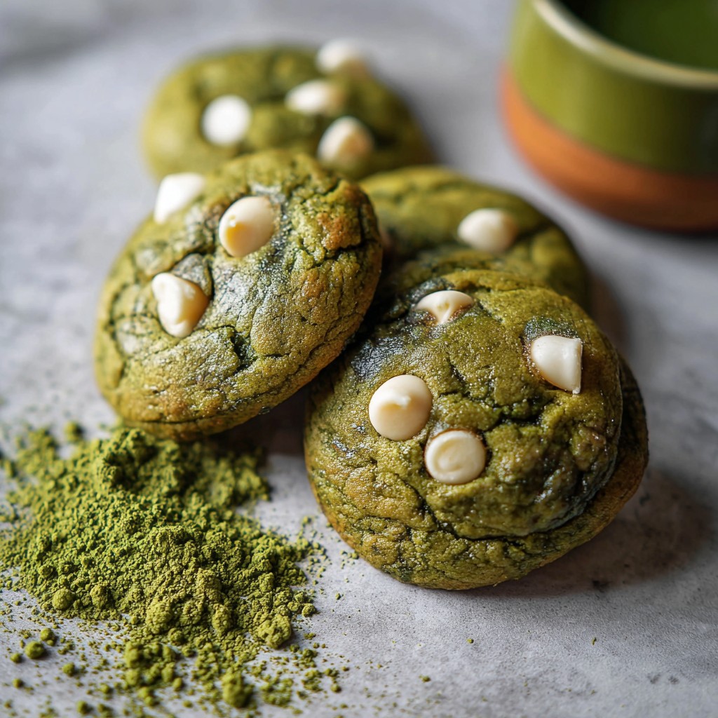Matcha Mochi Cookies with White Chocolate Chips