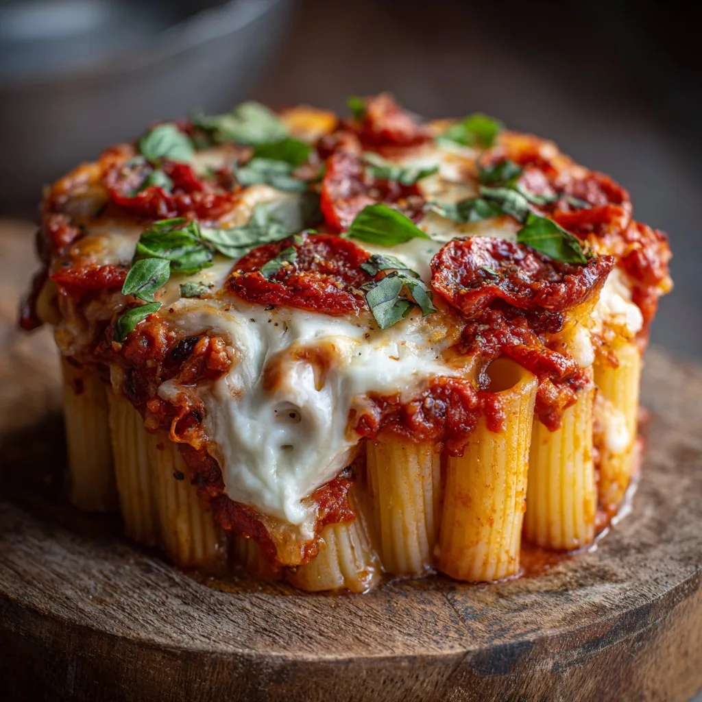 Melty Mashup Pizza Pot Pie Rigatoni