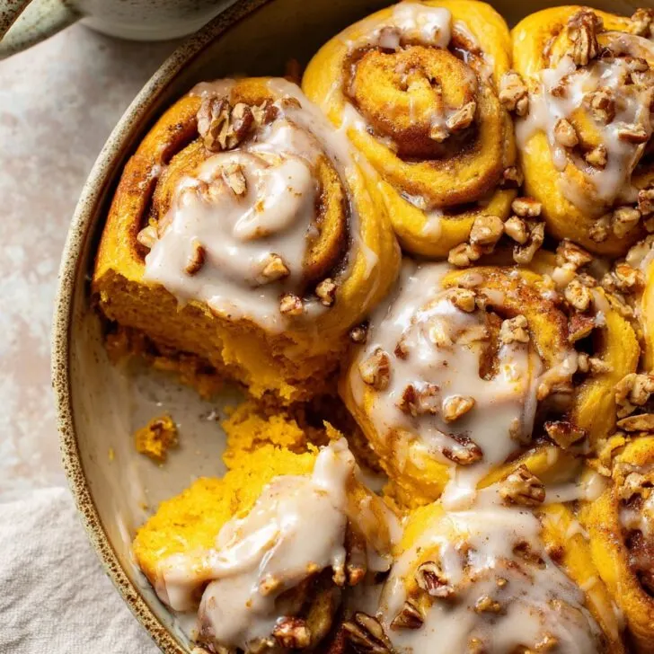 Pumpkin Cinnamon Rolls with Cinnamon Cream Cheese Frosting