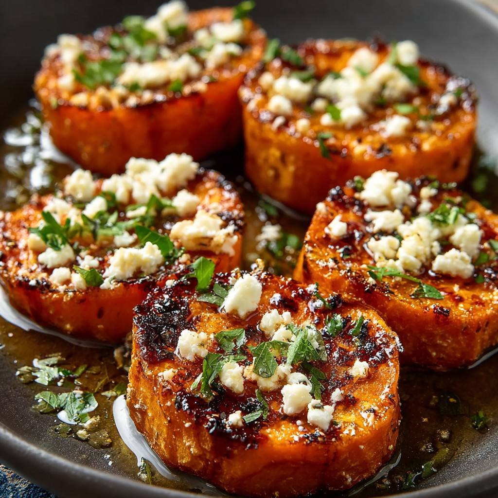 Roasted Sweet Potato Rounds with Honey & Feta