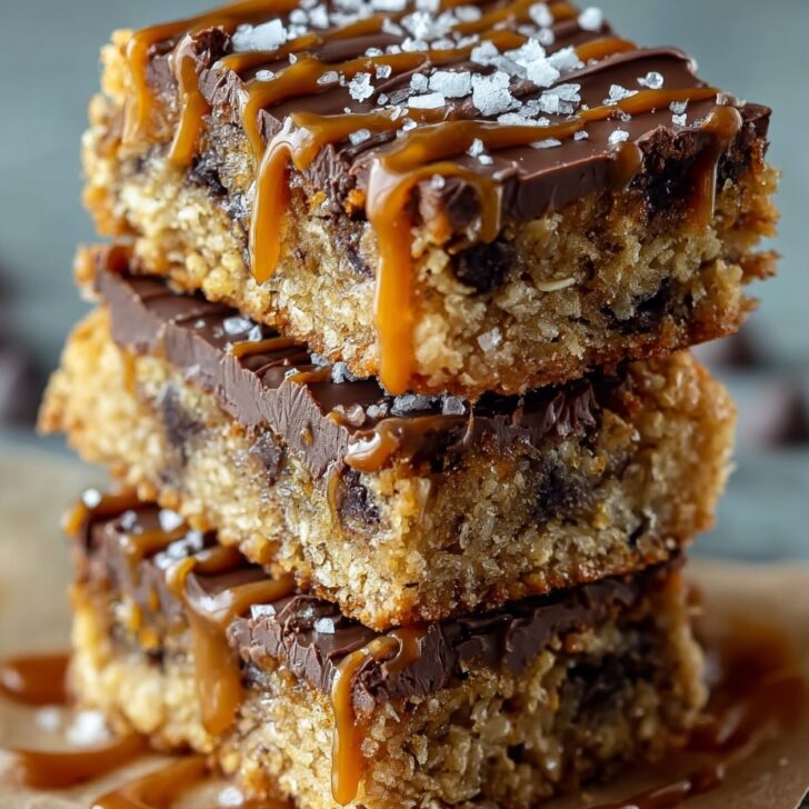 Salted Caramel Chocolate Chip Oat Cookie Bars