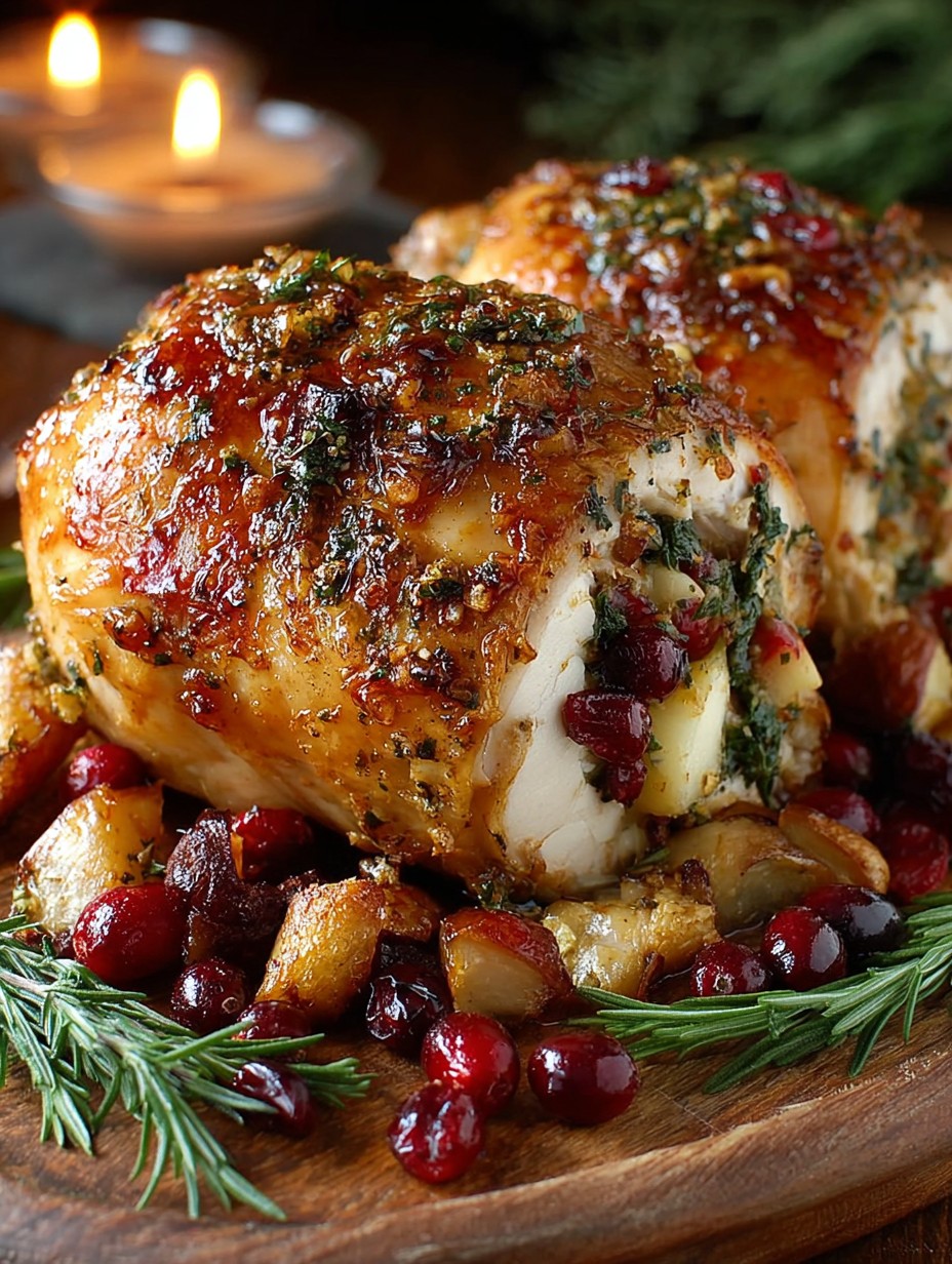 Stuffed Roast Chicken with Cranberries and Apples