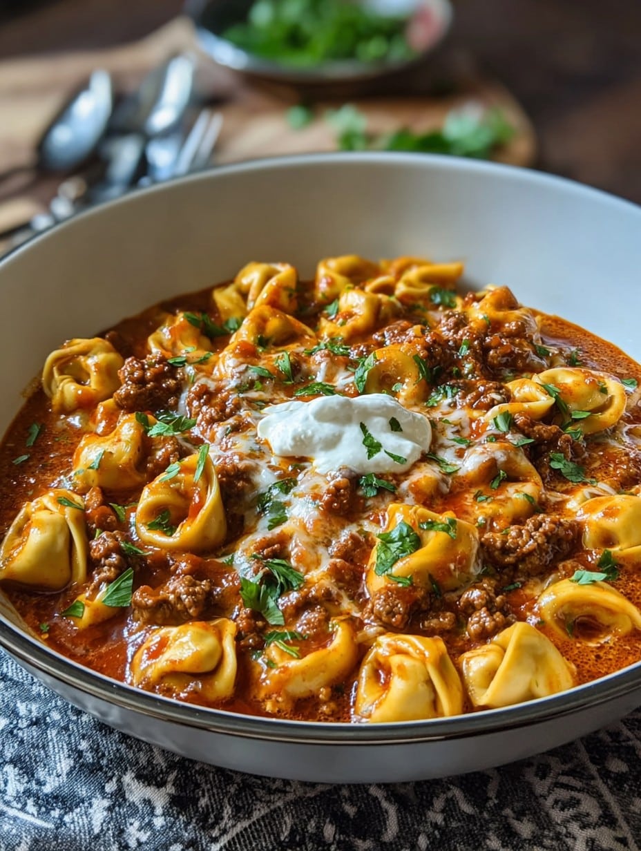 Cheesy Beef Enchilada Tortellini